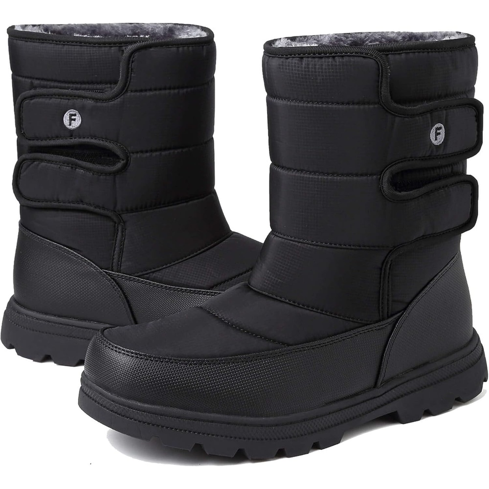 image:imageMens Snow Boots Womens Winter Boots Waterproof Fur Lined Warm Lightweight Ankle Boots High Top Slip On AntiSlip Casual Outdoor Shoes BootiesBlack