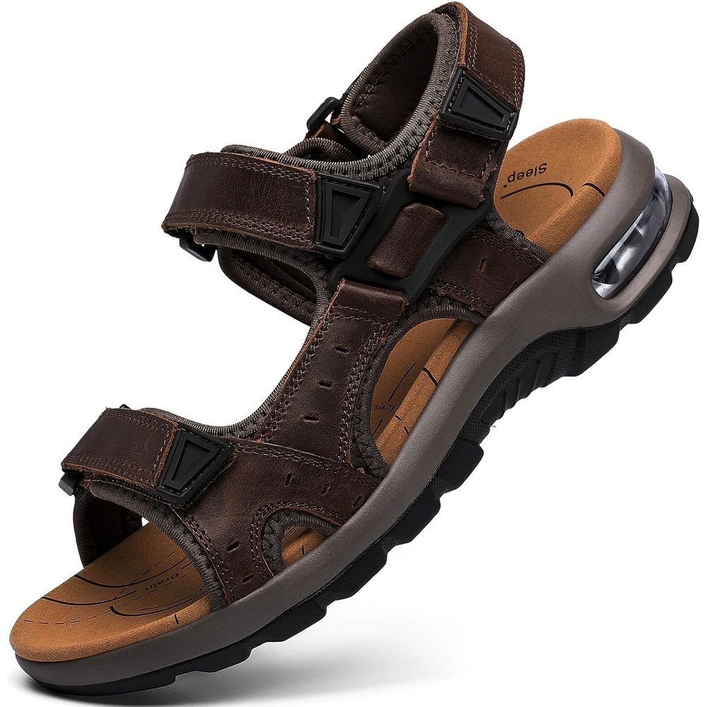 image:imageziitop Mens Athletic Sandals with Arch Support Outdoor Walking Sandals Adjustable Straps Air Cushion NonSlip Lightweight Hiking Casual Sport SandalsDarkbrown