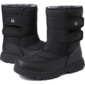 Mens Snow Boots Womens Winter Boots Waterproof Fur Lined Warm Lightweight Ankle Boots High Top Slip On Anti-Slip Casual Outdoor Shoes Booties(Black)