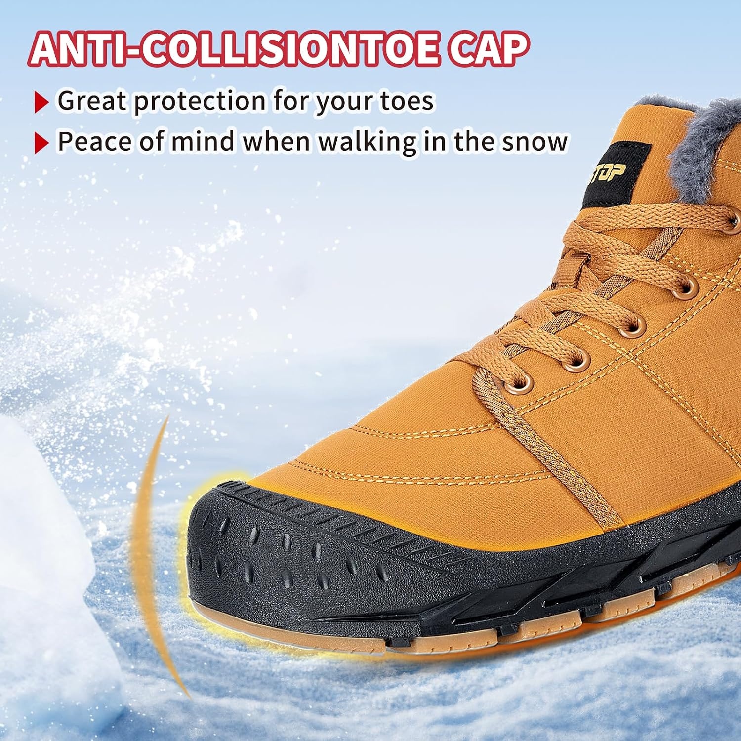 image:imageMens Snow Boots Mens Winter Boots Mens Winter Trekking Snow Boots Winter Boots for Men Waterproof Fur Lined Warm Winter Boots Men Lace up Snow Ankle Shoes Outdoor AntiSlip Lightweight Hiking BootKhaki