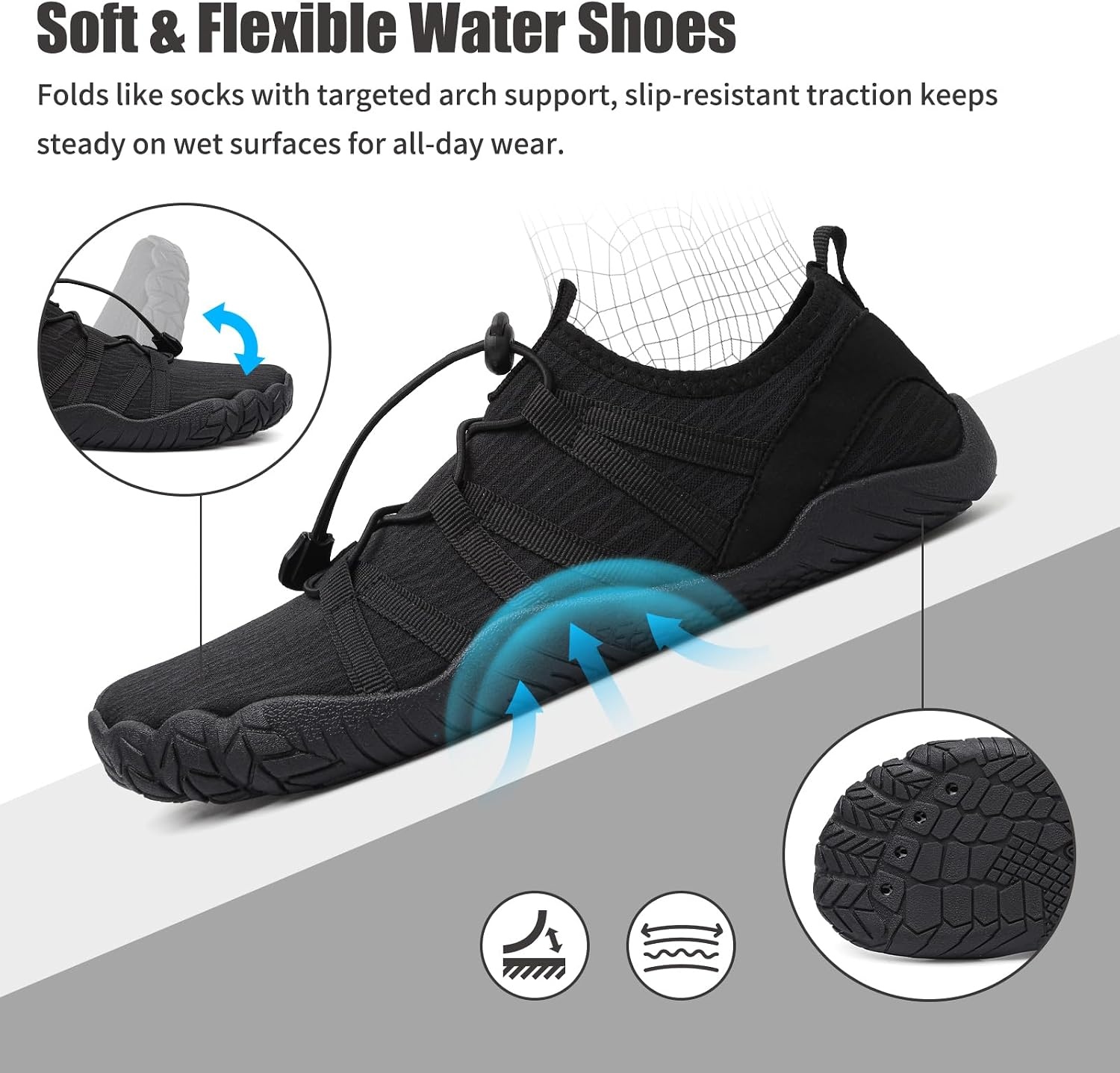 image:imageQuick Dry Barefoot Beach amp Pool Shoes Slipon for Women amp Men Surf Yoga amp Water SportsBlack83