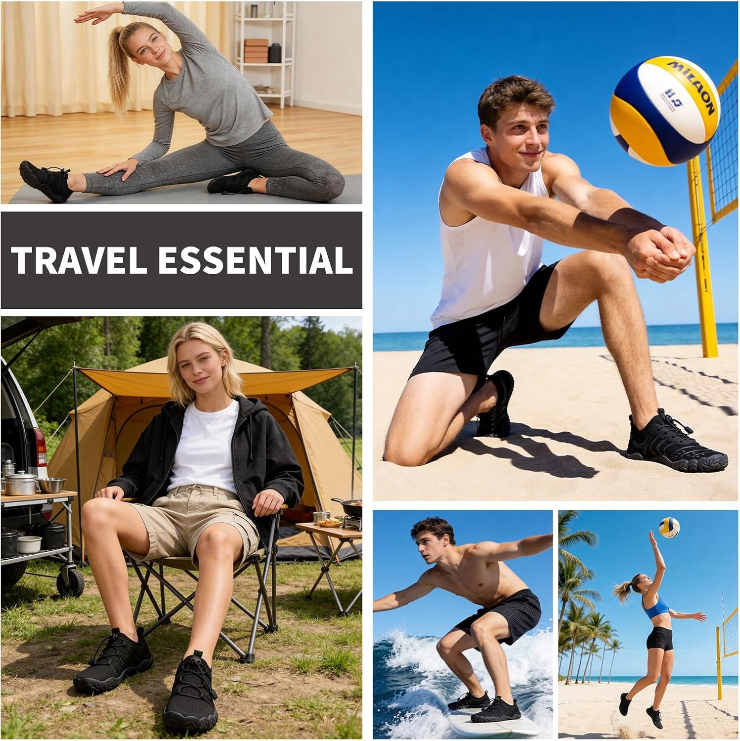 image:imageQuick Dry Barefoot Beach amp Pool Shoes Slipon for Women amp Men Surf Yoga amp Water SportsBlack83