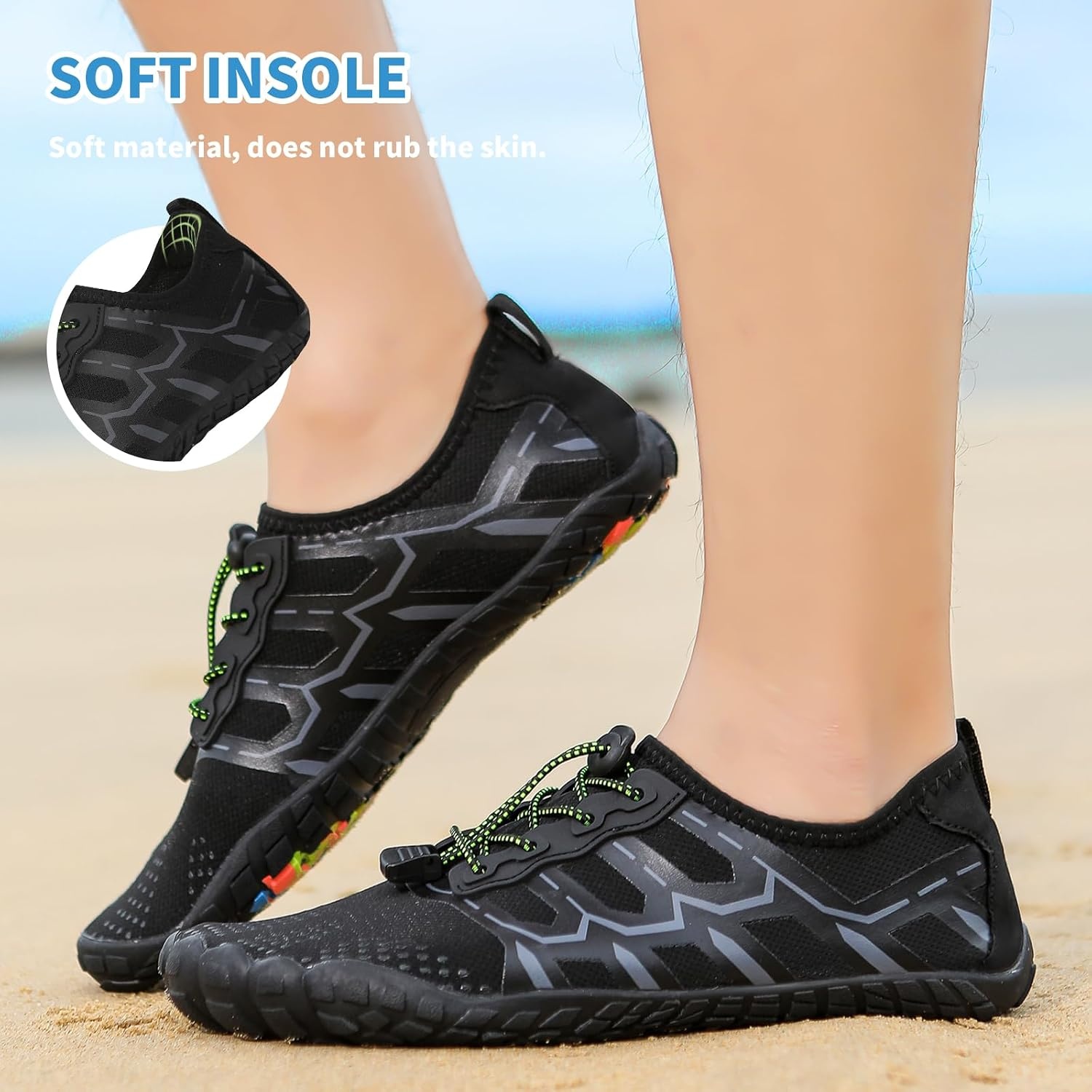 image:imageQuick Dry Barefoot Beach amp Pool Shoes Slipon for Women amp Men Surf Yoga amp Water SportsBlackgrey3131