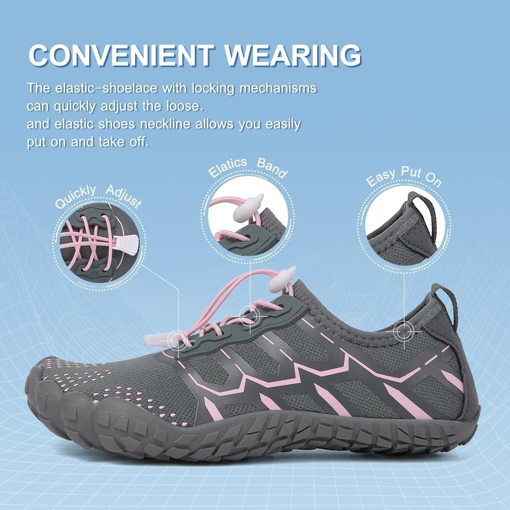 image:imageQuick Dry Barefoot Beach amp Pool Shoes Slipon for Women amp Men Surf Yoga amp Water SportsGreypink3131
