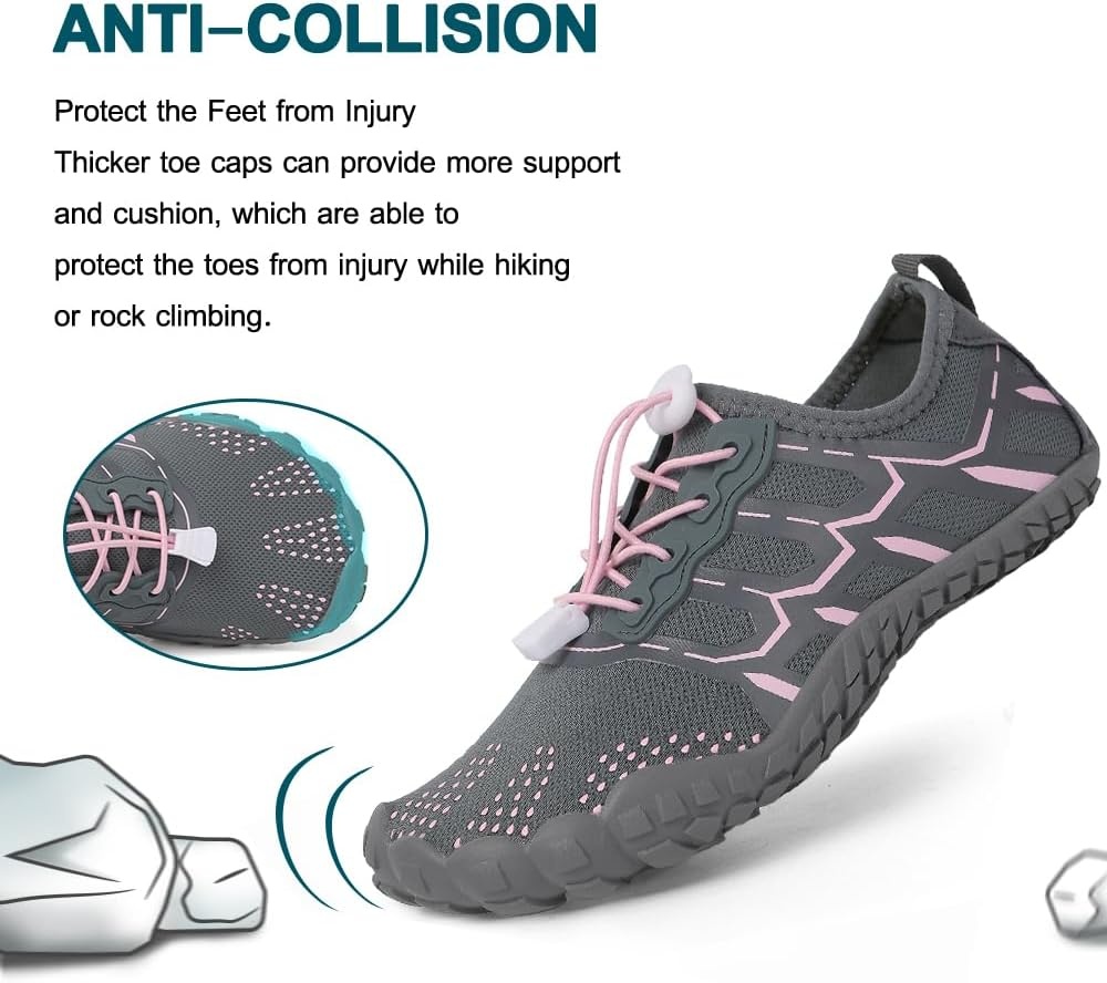 image:imageQuick Dry Barefoot Beach amp Pool Shoes Slipon for Women amp Men Surf Yoga amp Water SportsGreypink3131