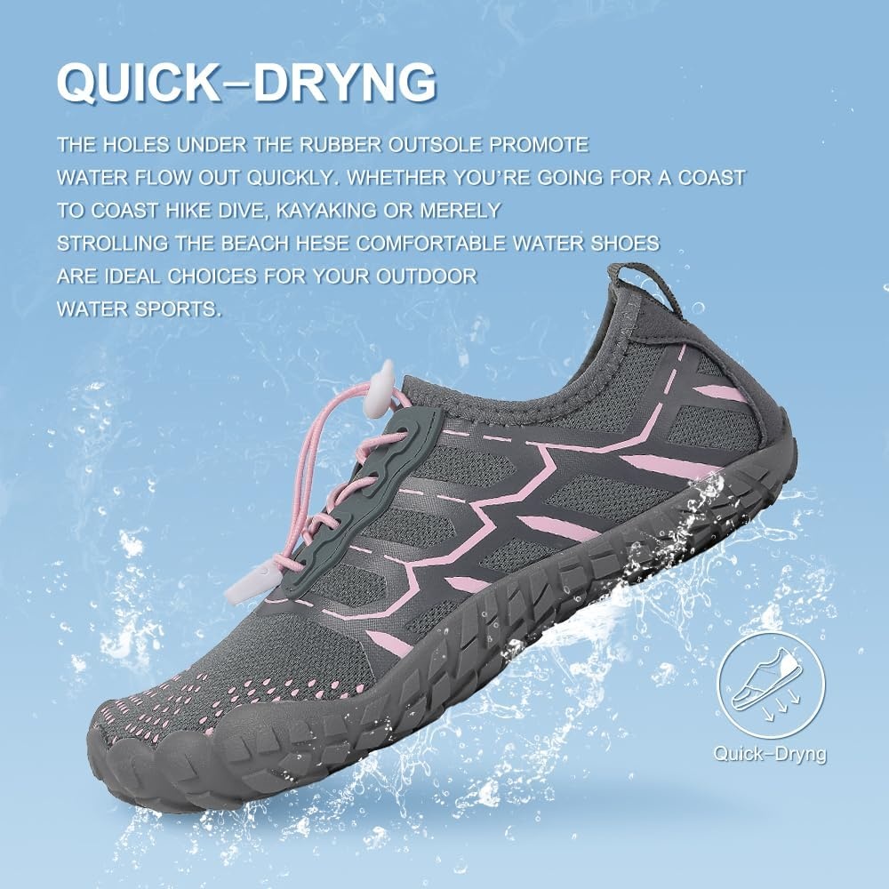 image:imageQuick Dry Barefoot Beach amp Pool Shoes Slipon for Women amp Men Surf Yoga amp Water SportsGreypink3131