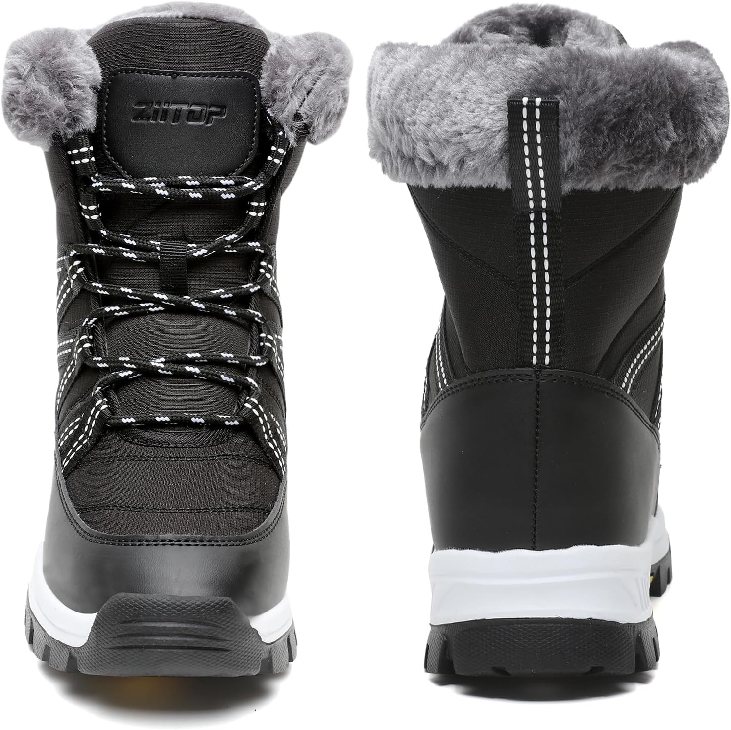 image:imageWomens Snow Boots Warm Fur Lined Winter Boots Mid Calf Waterproof Anti Slip Ankle Boots ColdResistant Outdoor Walking Shoes for Women Ladies Girls SnowbootsBlack