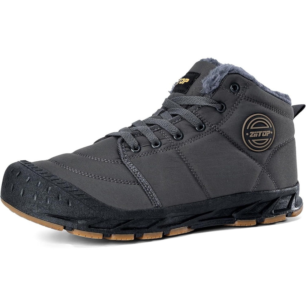 image:imageMens Snow Boots Mens Winter Boots Mens Winter Trekking Snow Boots Winter Boots for Men Waterproof Fur Lined Warm Winter Boots Men Lace up Snow Ankle Shoes Outdoor AntiSlip Lightweight Hiking BootGrey