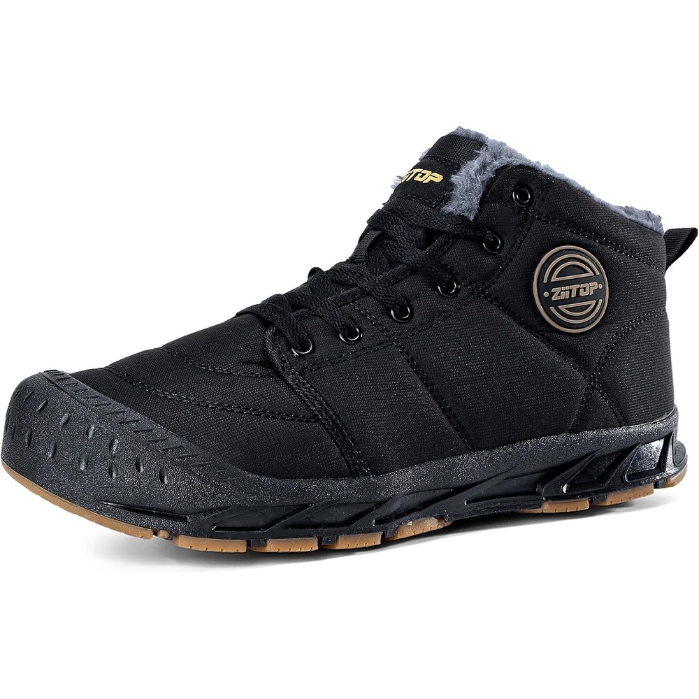 image:imageMens Snow Boots Mens Winter Boots Mens Winter Trekking Snow Boots Winter Boots for Men Waterproof Fur Lined Warm Winter Boots Men Lace up Snow Ankle Shoes Outdoor AntiSlip Lightweight Hiking BootBlack