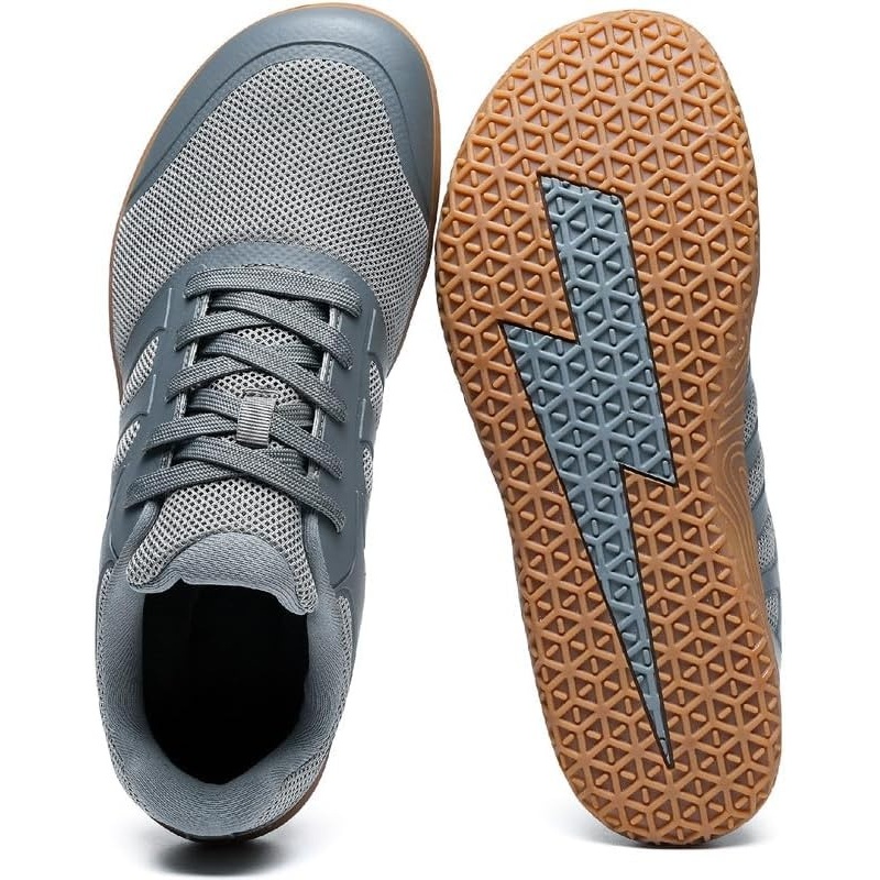 image:imageziitop Barefoot Shoes Men Sneakers Casual Wide Toe Box Running Footwear Zero Drop Tennis Minimalist Walking Grounding Shoes for Gym Workout Weightlifting Hiking Cross Training Trail ClimbingGrey Gum