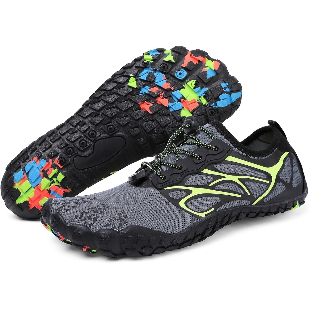 image:imageziitop Water Shoes for Men Women Beach Barefoot Swim Pool Shoes Aqua Socks  AntiSlip Breathable Quick Dry Lightweight Slipon Outdoor Sport Hiking Walking Boating Fishing Diving SurfingGrey Green
