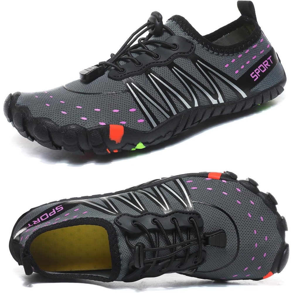 image:imageziitop Water Shoes for Men Women Beach Barefoot Swim Pool Shoes Aqua Socks AntiSlip Breathable Quick Dry Lightweight Slipon Outdoor Sport Hiking Walking Boating Fishing Diving SurfingGrey