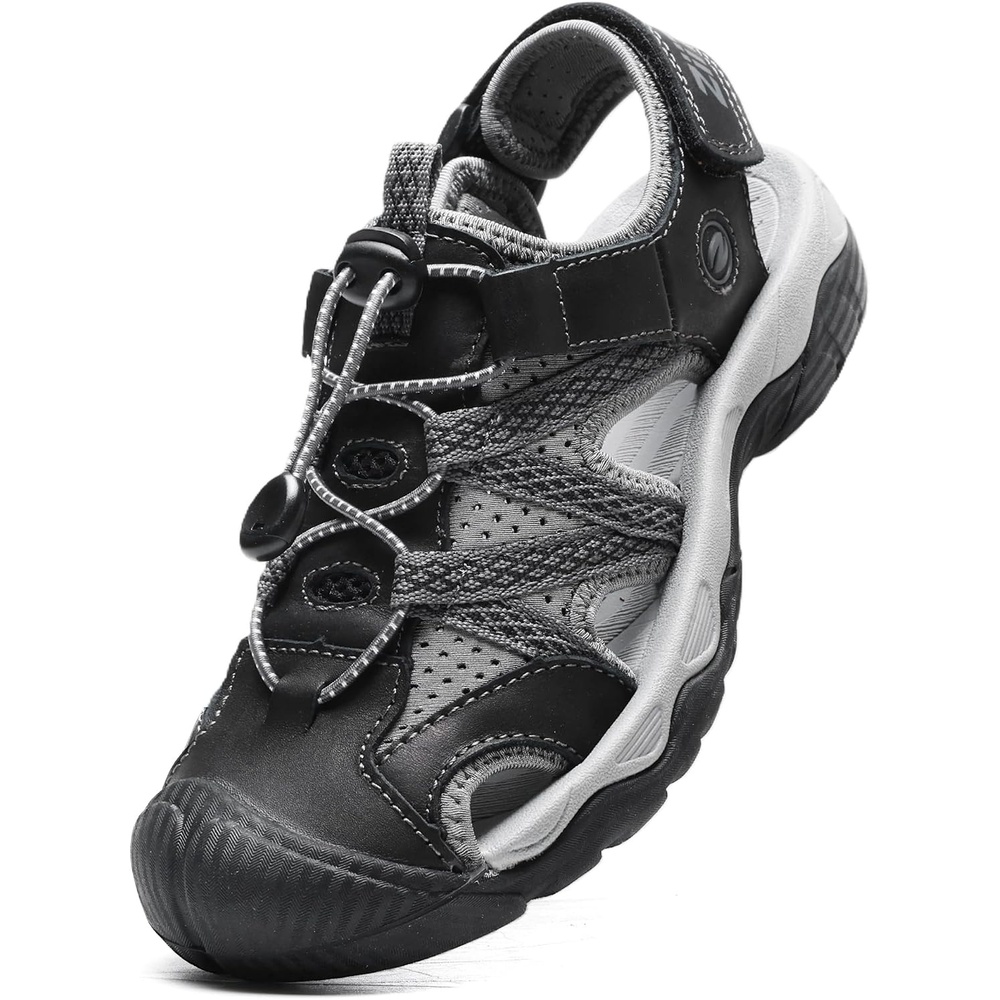 image:imageziitop Womens Hiking Sandals Closed Toe Summer Outdoor Walking Sandal  Adventurous Beach Lace Adjustable Double Buckle Water ShoesBlack