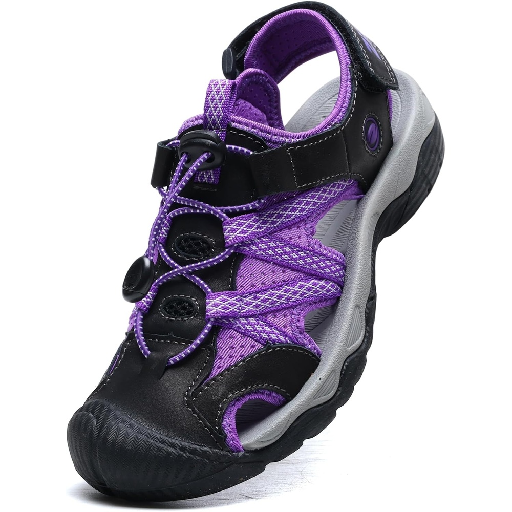 image:imageziitop Womens Hiking Sandals Closed Toe Summer Outdoor Walking Sandal Adventurous Beach Lace Adjustable Double Buckle Water ShoesPurple