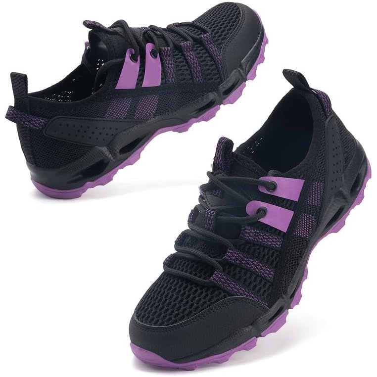 image:imageziitop Womens Hiking Water Shoes for Women Quick Dry Outdoor Sport Sneakers Non Slip Lightweight Breathable Summer Trekking and Walking Climbing ShoeBlack Purple