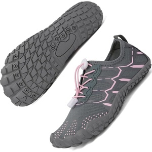 Quick Dry Barefoot Beach & Pool Shoes – Slip-on for Women & Men, Surf, Yoga & Water Sports(Greypink-3131)