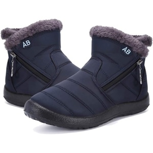Womens Snow Boots Winter Fur Lined Ankle Boots Ladies Side Zipper Warm Lightweight Booties Outdoor Anti-Slip Girls Walking Boots(Blue)