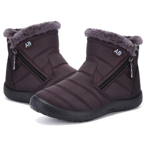 Womens Snow Boots Winter Fur Lined Ankle Boots Ladies Side Zipper Warm Lightweight Booties Outdoor Anti-Slip Girls Walking Boots(Brown)