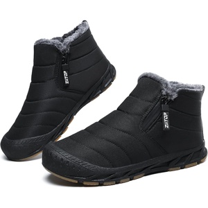 ziitop Snow Boots Mens Waterproof Winter Boots Fur Lined Warm Ankle Boots | Zipper Closure Slip on Outdoor Boot Comfortable Walking Shoes(Full Black)