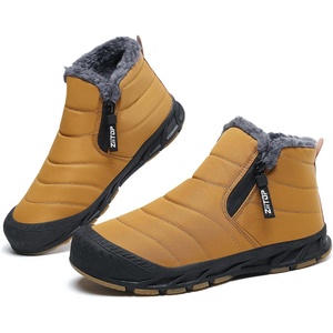 ziitop Snow Boots Mens Waterproof Winter Boots Fur Lined Warm Ankle Boots | Zipper Closure Slip on Outdoor Boot Comfortable Walking Shoes(Yellow)