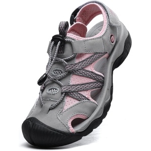 ziitop Womens Hiking Sandals Closed Toe Summer Outdoor Walking Sandal | Adventurous Beach Lace Adjustable Double Buckle Water Shoes(Graypink)