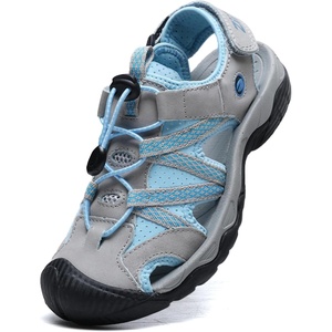 ziitop Womens Hiking Sandals Closed Toe Summer Outdoor Walking Sandal | Adventurous Beach Lace Adjustable Double Buckle Water Shoes(Lightbluegray)