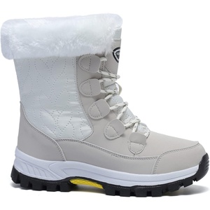 ziitop Womens Snow Boots Waterproof Warm Fur Lined Mid Calf Winter Boots | Lace Up Cold-Resistant Outdoor Walking Shoes for Women Ladies Booties(White)
