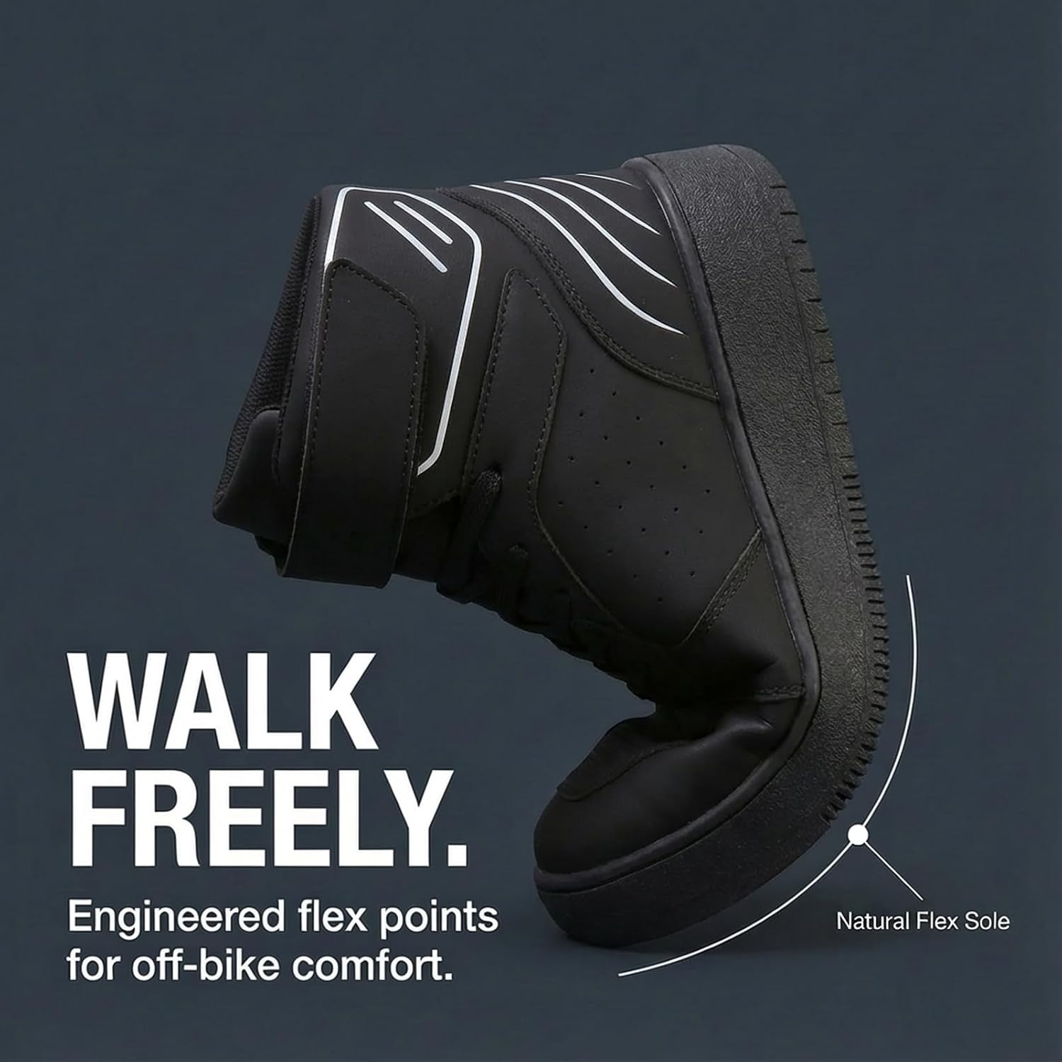 image:imageziitop Motorcycle Boots for Men Riding Shoes Ankle Strap Moto SneakersBlack