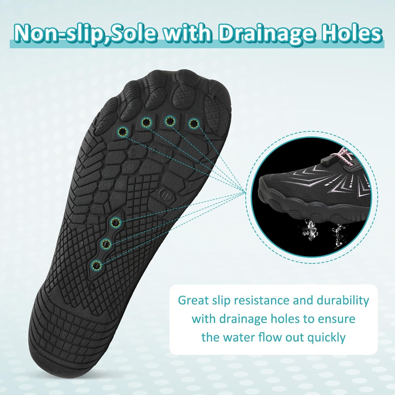 image:imageziitop Water Shoes for Men Women Beach Barefoot Swim Pool Shoes Aqua Socks AntiSlip Breathable Quick Dry Lightweight Slipon Outdoor Sport Hiking Walking Boating Fishing Diving SurfingBlack Pink2