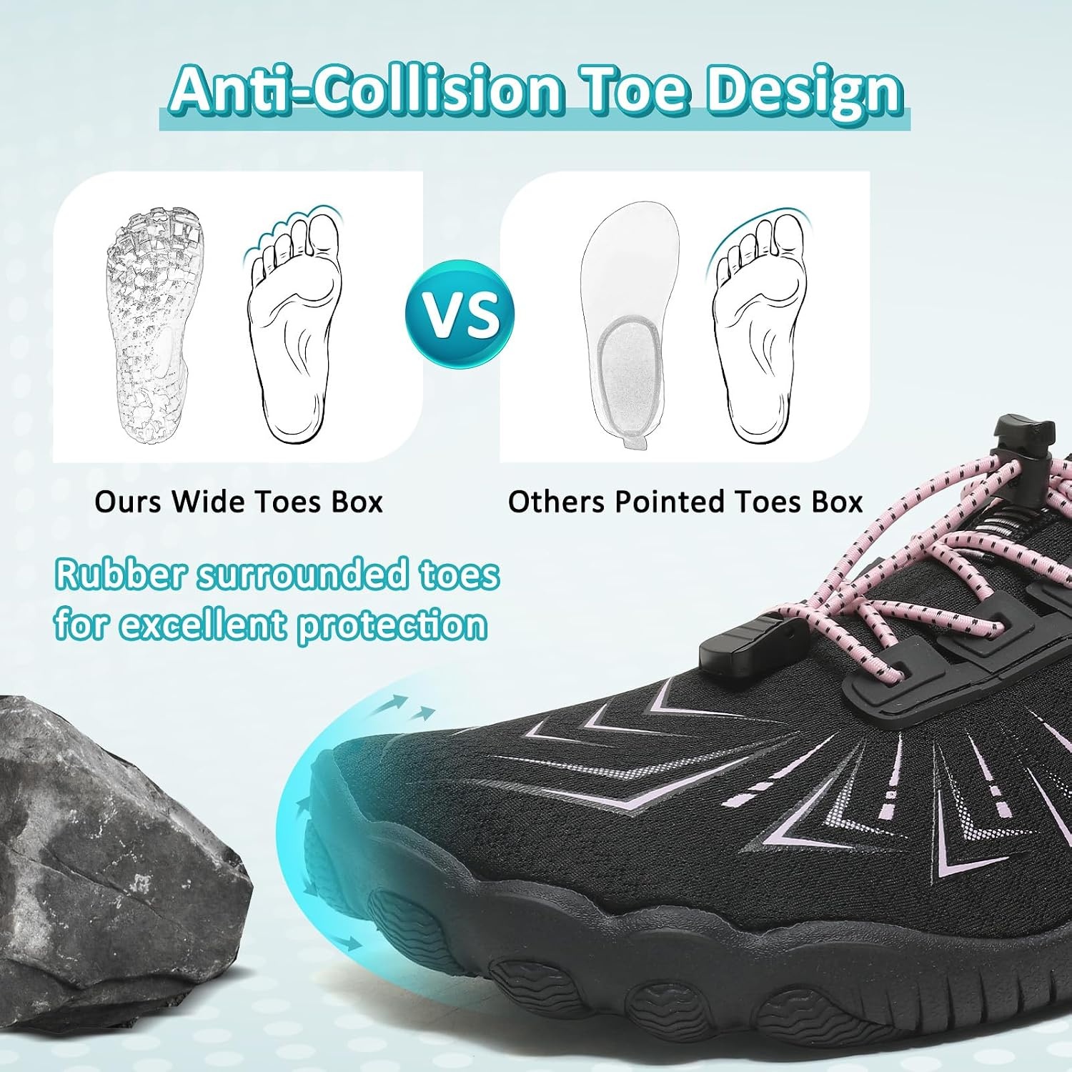 image:imageziitop Water Shoes for Men Women Beach Barefoot Swim Pool Shoes Aqua Socks AntiSlip Breathable Quick Dry Lightweight Slipon Outdoor Sport Hiking Walking Boating Fishing Diving SurfingBlack Pink2