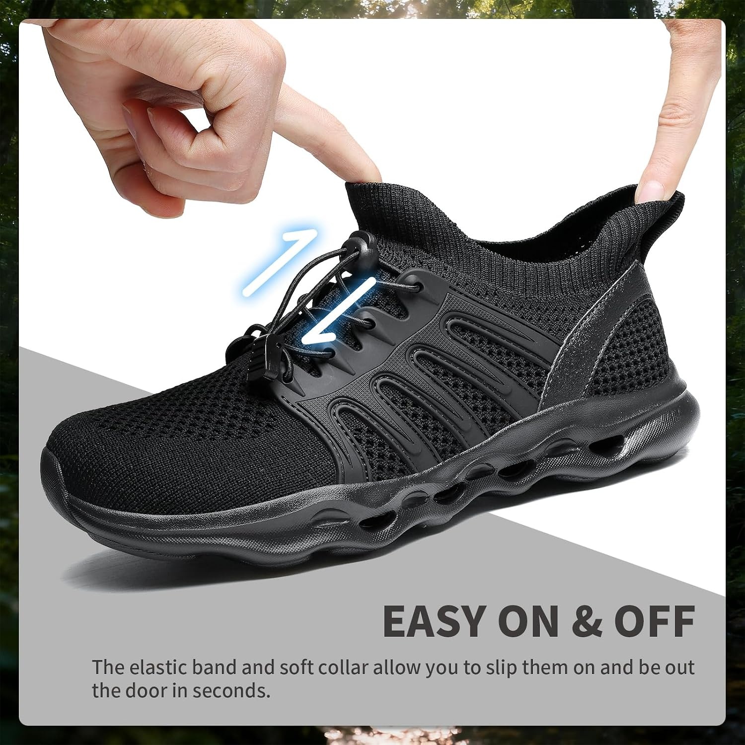 image:imageziitop Water Shoes for Men Women Hiking Amphibious Beach Mens Shoes Lightweight Water Sports Shoes for Swimming Fishing KayakingAllblack