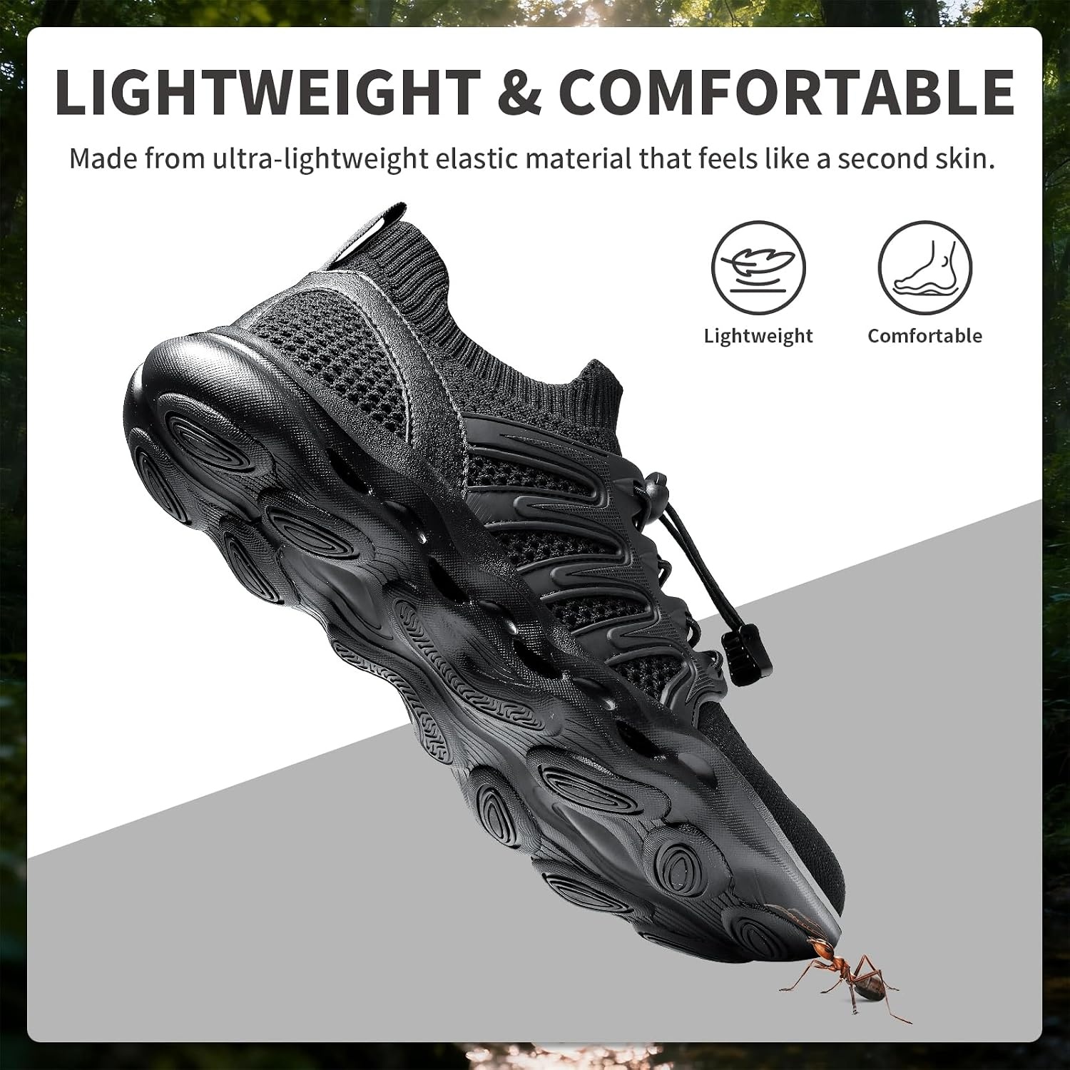 image:imageziitop Water Shoes for Men Women Hiking Amphibious Beach Mens Shoes Lightweight Water Sports Shoes for Swimming Fishing KayakingAllblack