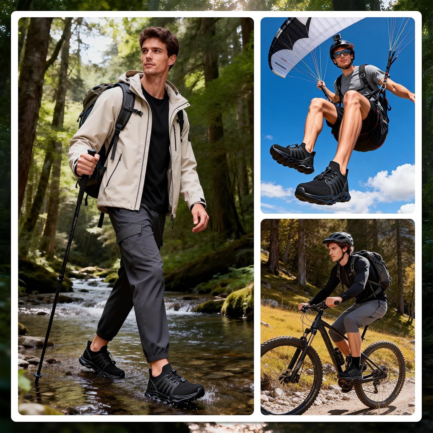 image:imageziitop Water Shoes for Men Women Hiking Amphibious Beach Mens Shoes Lightweight Water Sports Shoes for Swimming Fishing KayakingAllblack