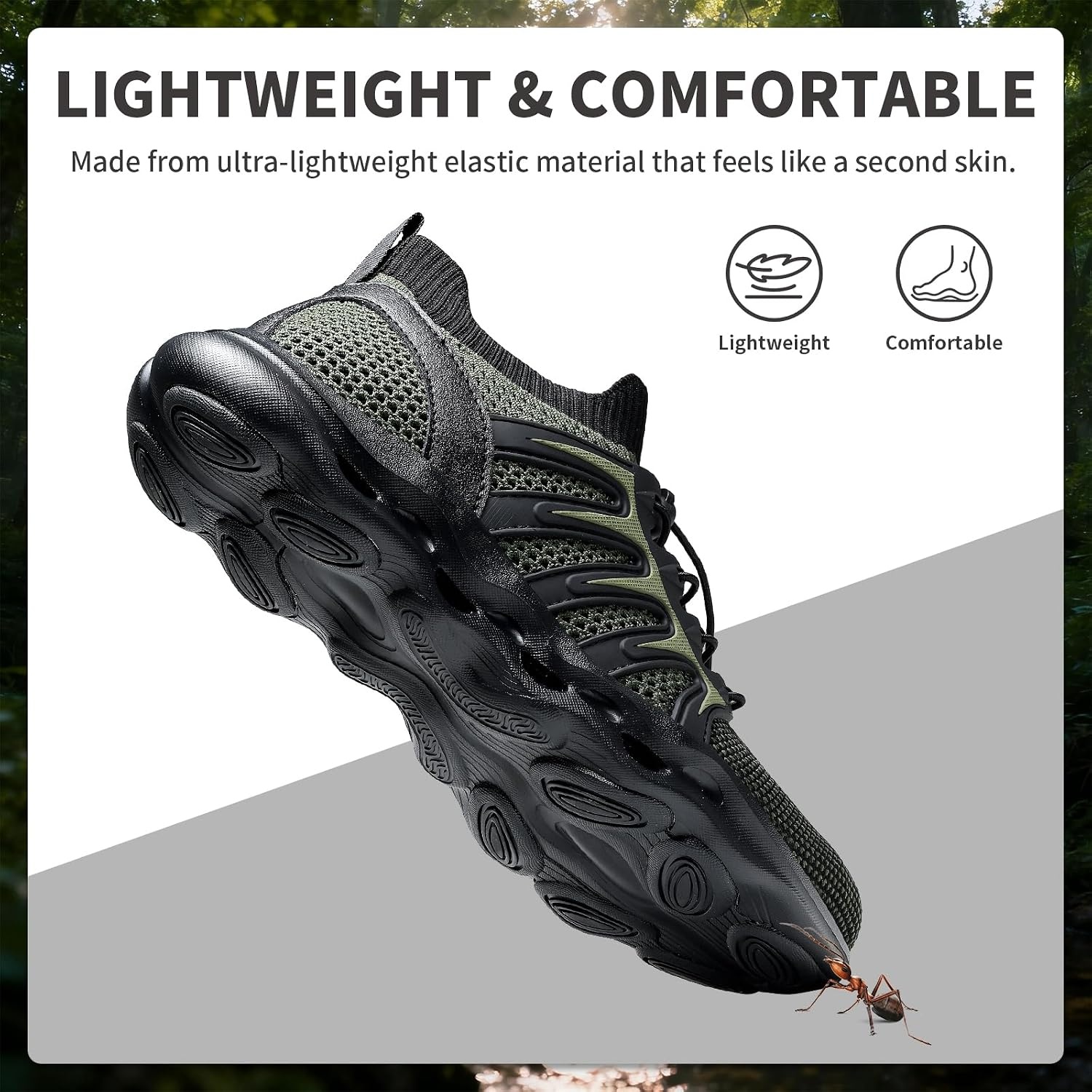 image:imageziitop Water Shoes for Men Women Hiking Amphibious Beach Mens Shoes Lightweight Water Sports Shoes for Swimming Fishing KayakingBlackgreen