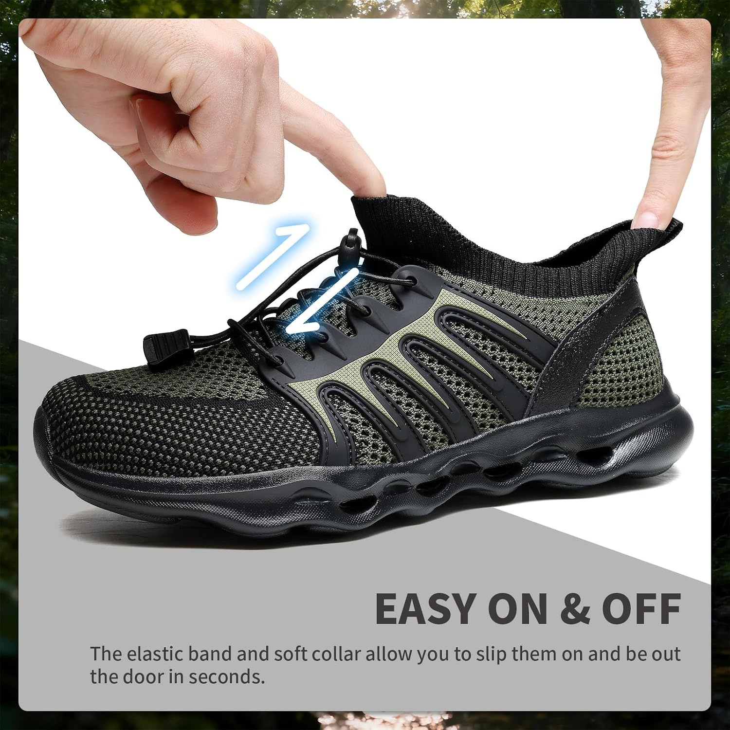 image:imageziitop Water Shoes for Men Women Hiking Amphibious Beach Mens Shoes Lightweight Water Sports Shoes for Swimming Fishing KayakingBlackgreen