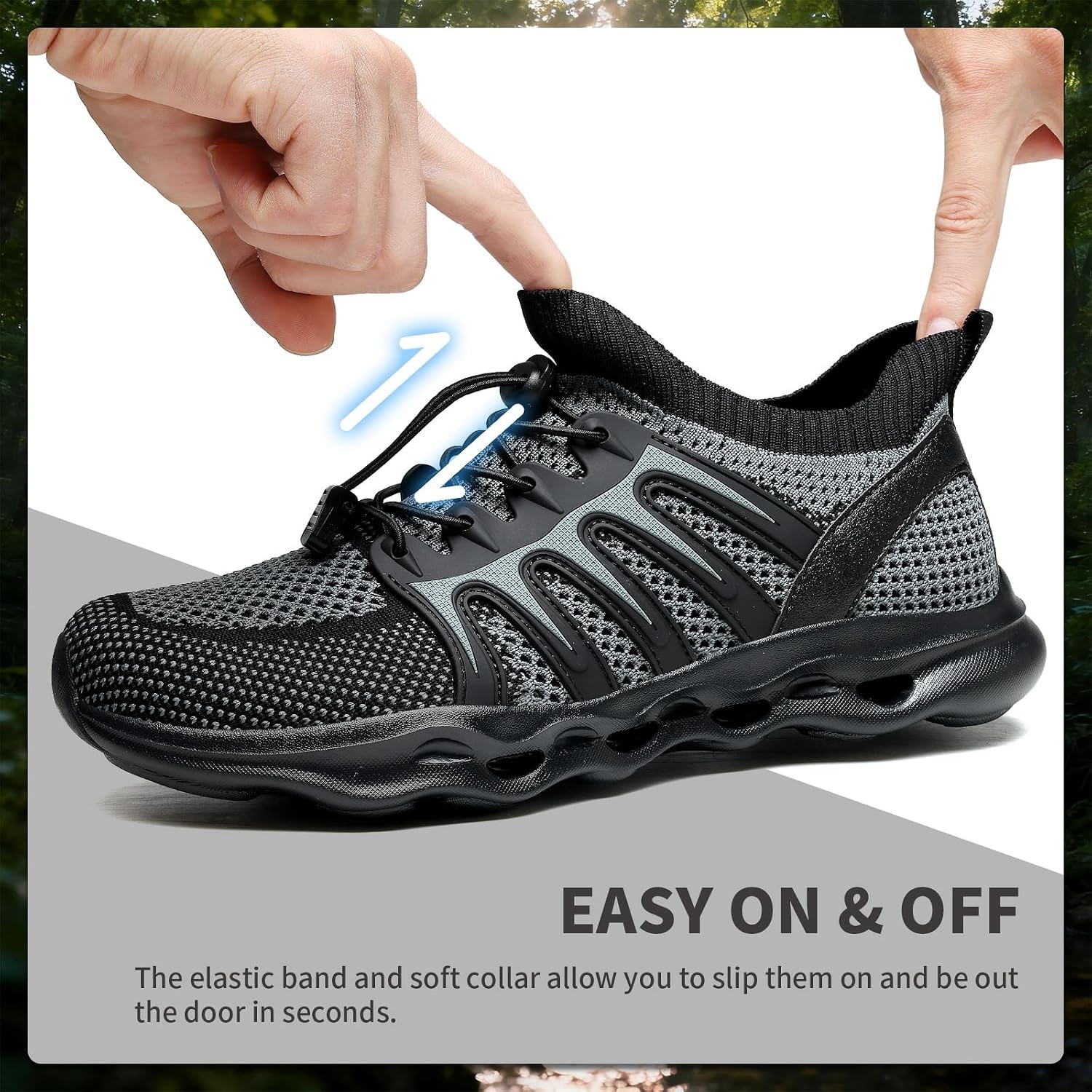 image:imageziitop Water Shoes for Men Women Hiking Amphibious Beach Mens Shoes Lightweight Water Sports Shoes for Swimming Fishing KayakingBlackgrey