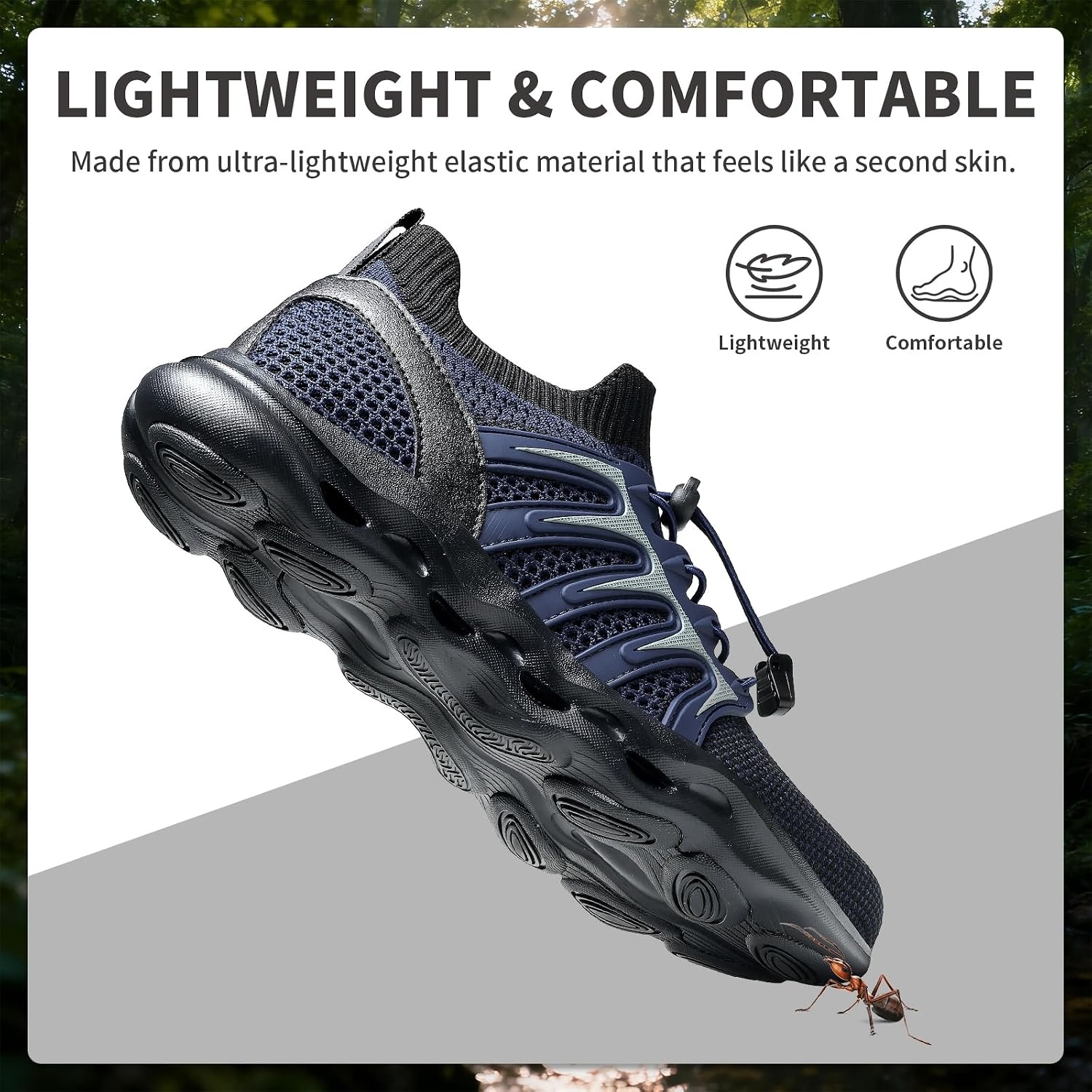image:imageziitop Water Shoes for Men Women Hiking Amphibious Beach Mens Shoes Lightweight Water Sports Shoes for Swimming Fishing KayakingDarkblue