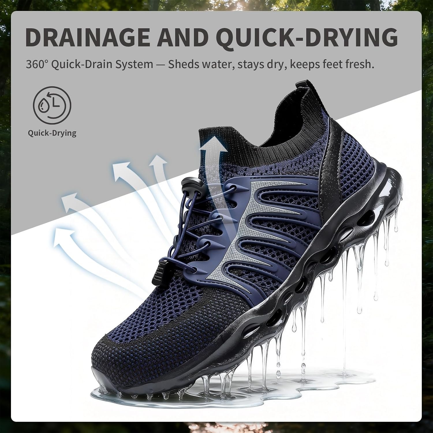 image:imageziitop Water Shoes for Men Women Hiking Amphibious Beach Mens Shoes Lightweight Water Sports Shoes for Swimming Fishing KayakingDarkblue