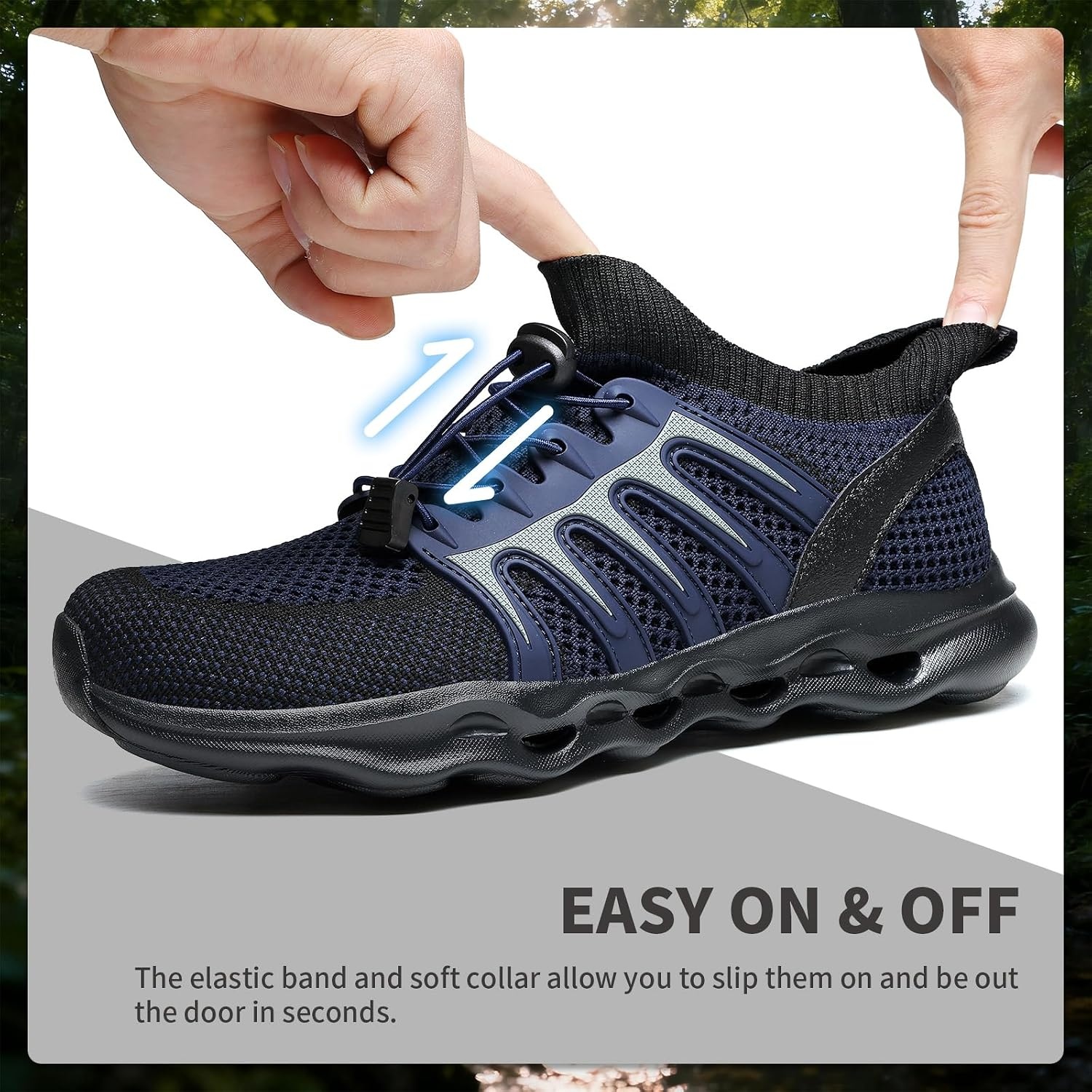 image:imageziitop Water Shoes for Men Women Hiking Amphibious Beach Mens Shoes Lightweight Water Sports Shoes for Swimming Fishing KayakingDarkblue