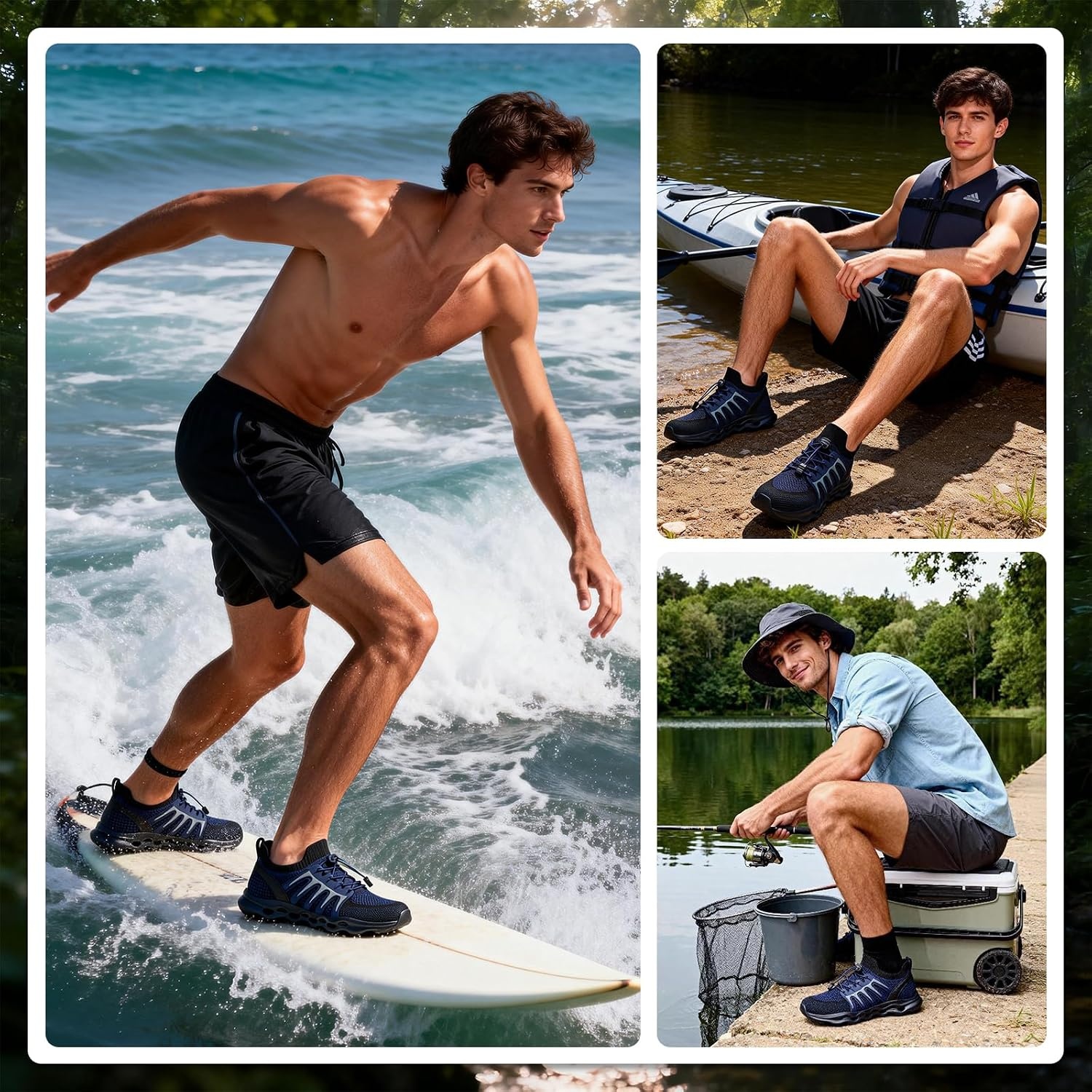 image:imageziitop Water Shoes for Men Women Hiking Amphibious Beach Mens Shoes Lightweight Water Sports Shoes for Swimming Fishing KayakingDarkblue