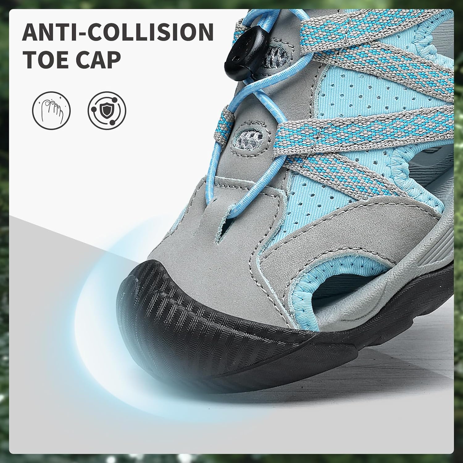 image:imageziitop Womens Hiking Sandals Closed Toe Summer Outdoor Walking Sandal Adventurous Beach Lace Adjustable Double Buckle Water ShoesLightbluegray