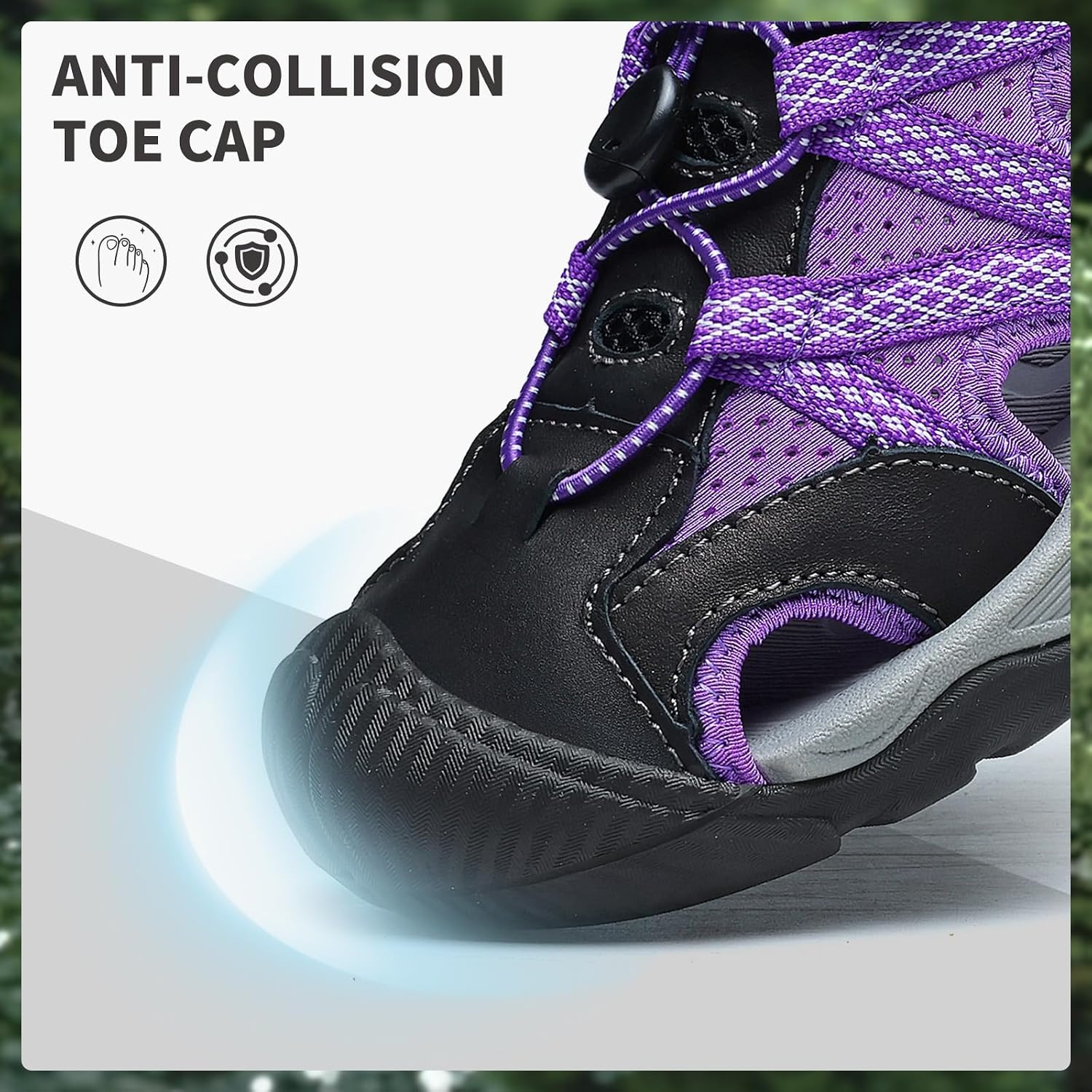 image:imageziitop Womens Hiking Sandals Closed Toe Summer Outdoor Walking Sandal Adventurous Beach Lace Adjustable Double Buckle Water ShoesPurple