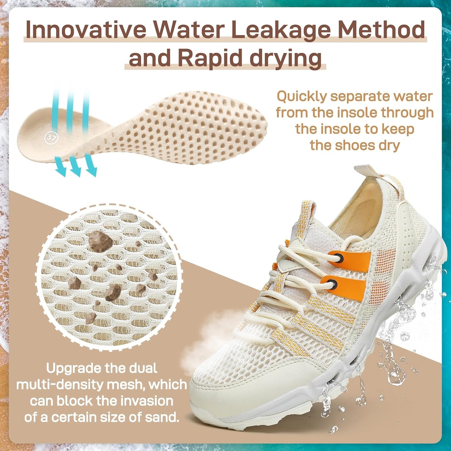 image:imageziitop Womens Hiking Water Shoes for Women Quick Dry Outdoor Sport Sneakers Non Slip Lightweight Breathable Summer Trekking and Walking Climbing ShoeBeige