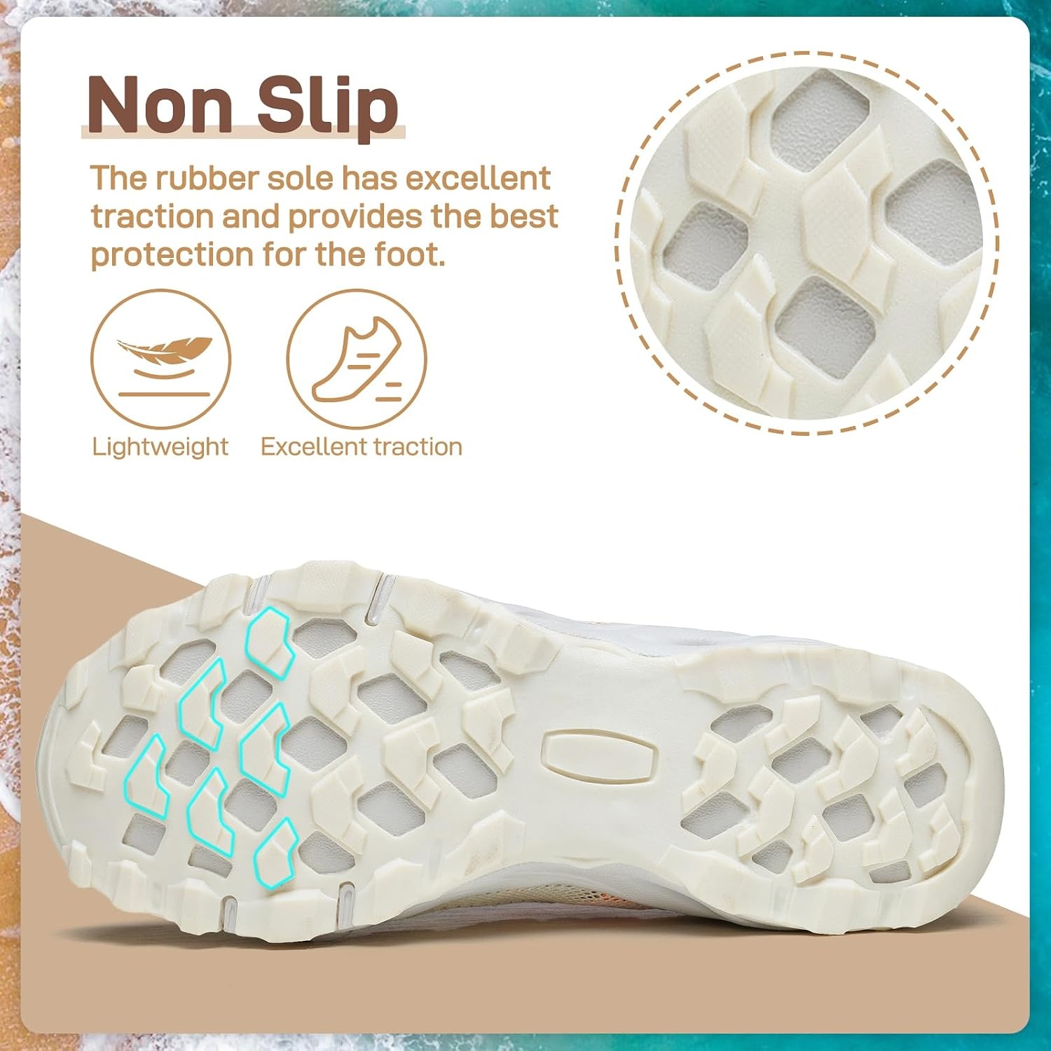 image:imageziitop Womens Hiking Water Shoes for Women Quick Dry Outdoor Sport Sneakers Non Slip Lightweight Breathable Summer Trekking and Walking Climbing ShoeBeige
