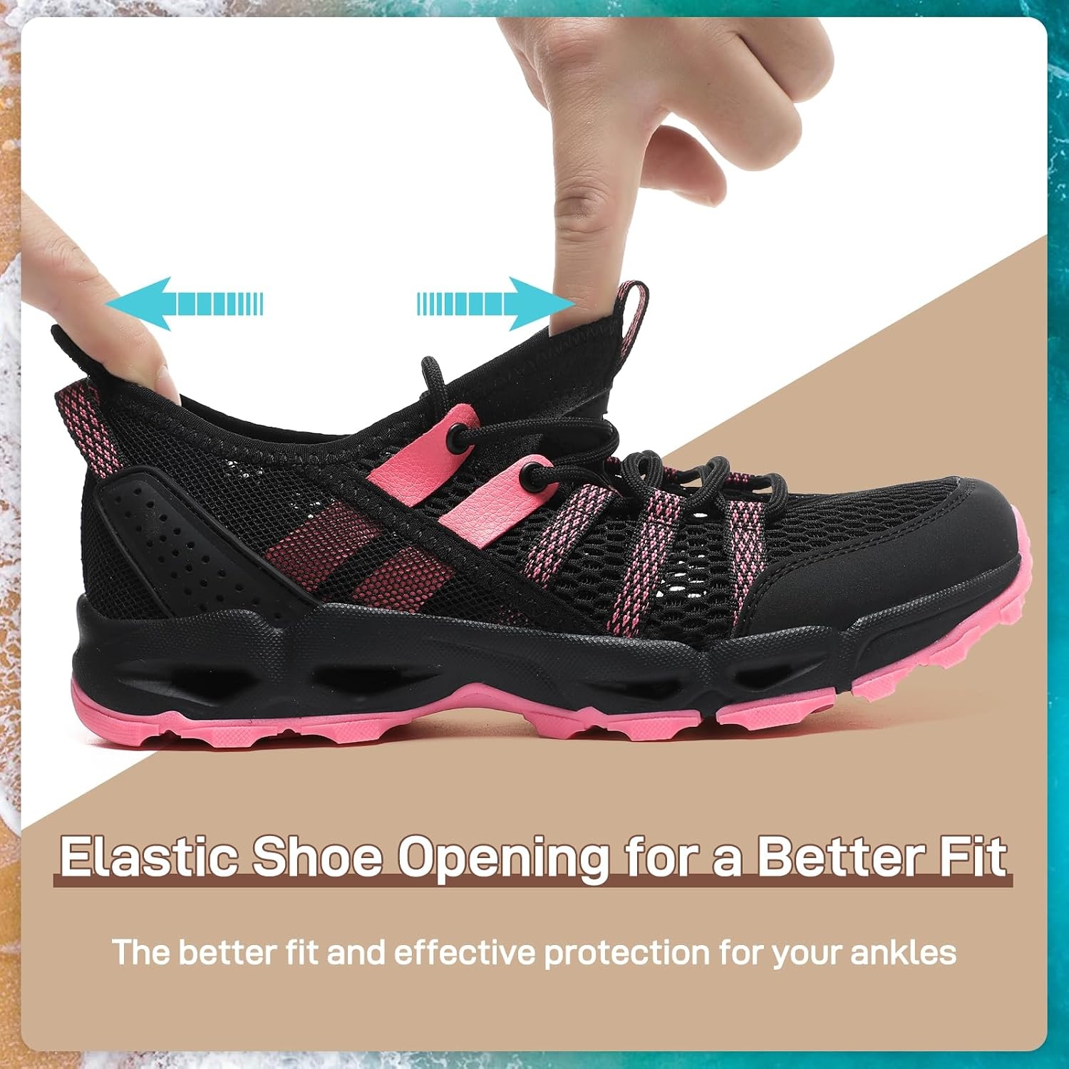 image:imageziitop Womens Hiking Water Shoes for Women Quick Dry Outdoor Sport Sneakers Non Slip Lightweight Breathable Summer Trekking and Walking Climbing ShoeBlack Rose