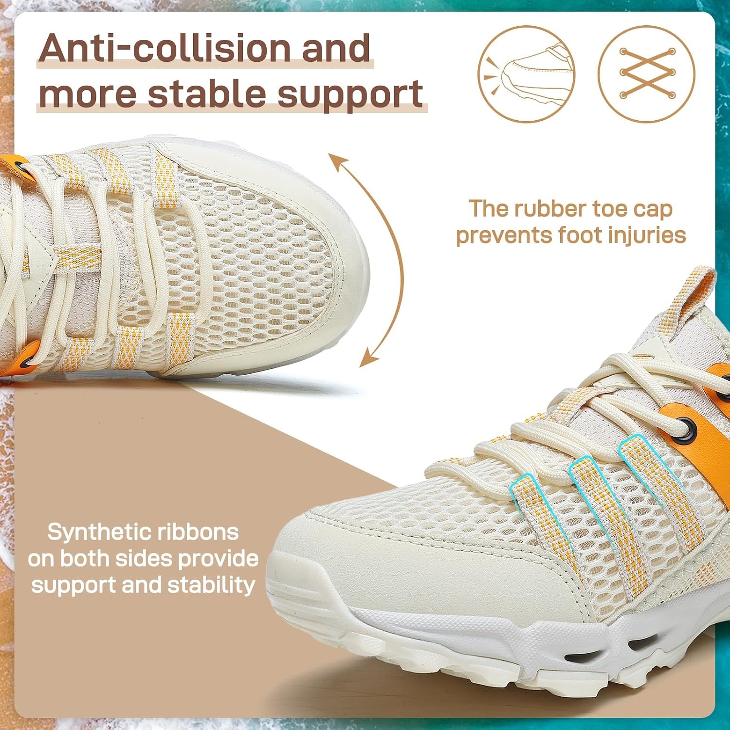 image:imageziitop Womens Hiking Water Shoes for Women Quick Dry Outdoor Sport Sneakers Non Slip Lightweight Breathable Summer Trekking and Walking Climbing ShoeBeige