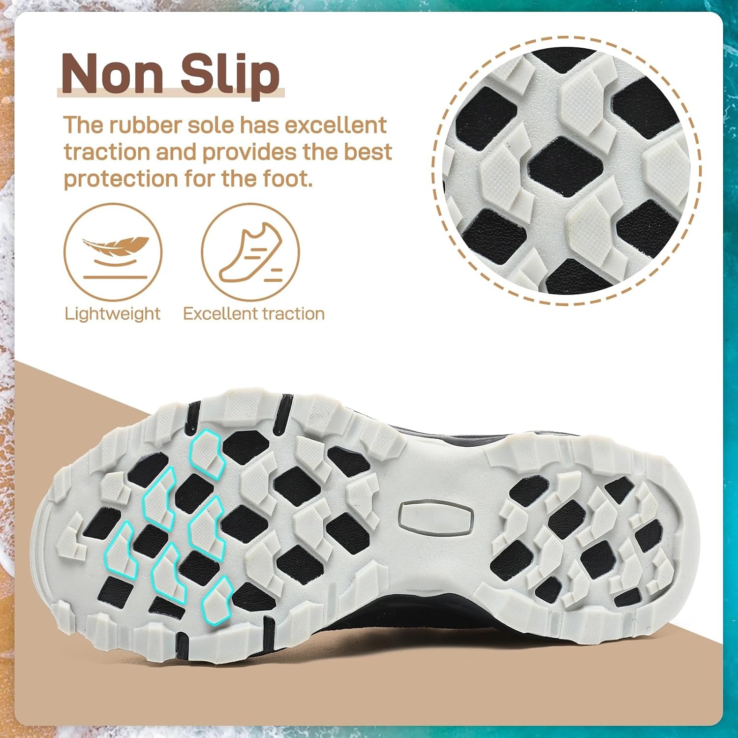 image:imageziitop Womens Hiking Water Shoes for Women Quick Dry Outdoor Sport Sneakers Non Slip Lightweight Breathable Summer Trekking and Walking Climbing ShoeBlack
