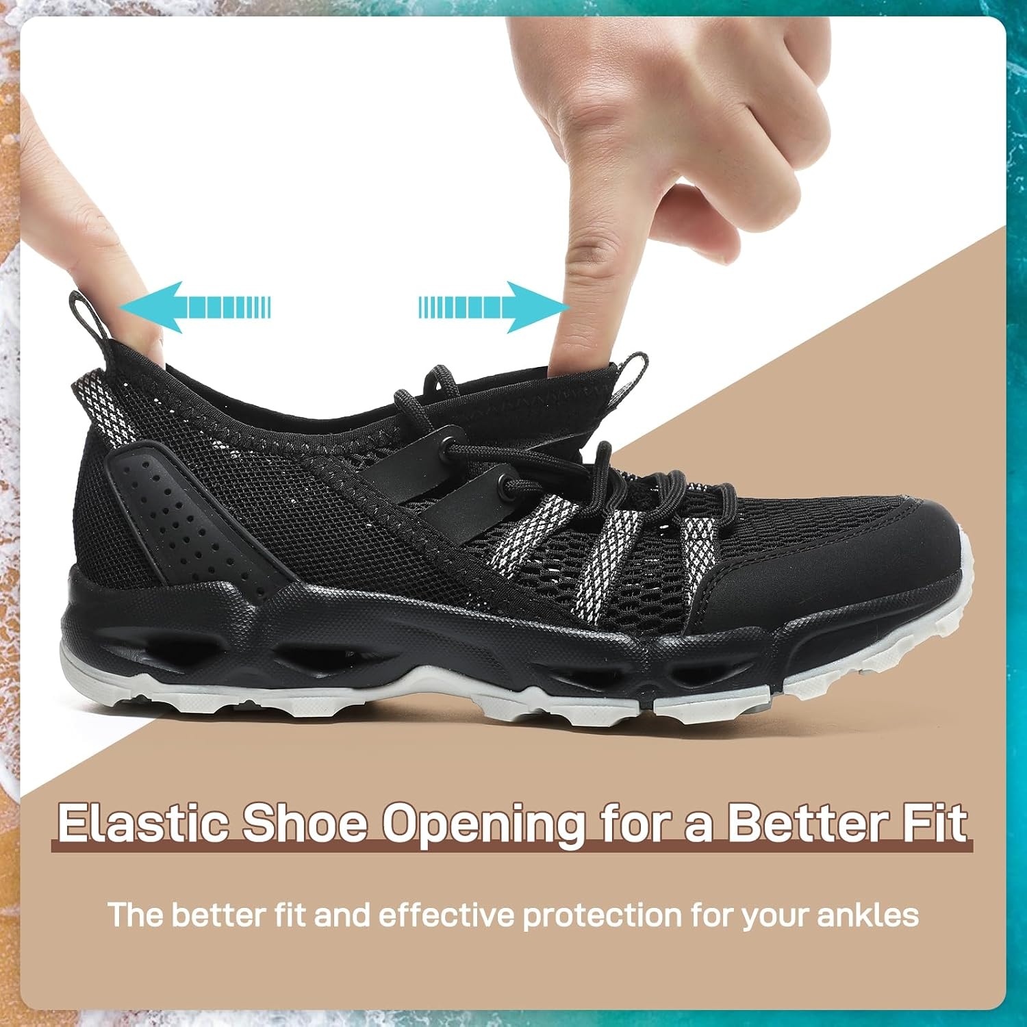 image:imageziitop Womens Hiking Water Shoes for Women Quick Dry Outdoor Sport Sneakers Non Slip Lightweight Breathable Summer Trekking and Walking Climbing ShoeBlack