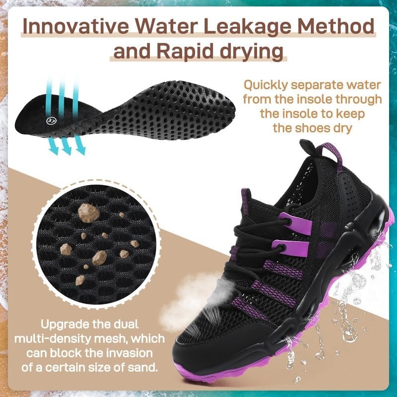 image:imageziitop Womens Hiking Water Shoes for Women Quick Dry Outdoor Sport Sneakers Non Slip Lightweight Breathable Summer Trekking and Walking Climbing ShoeBlack Purple