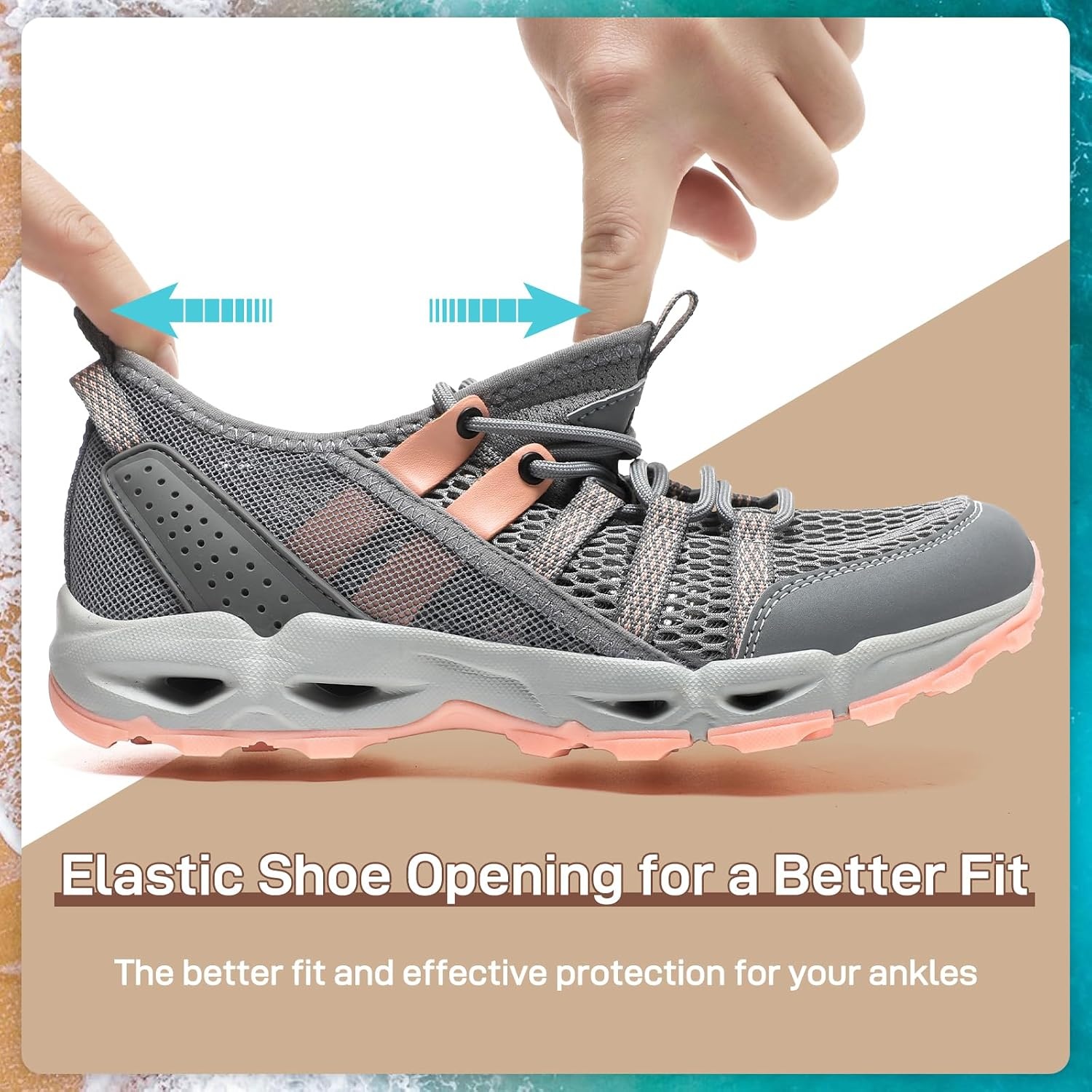 image:imageziitop Womens Hiking Water Shoes for Women Quick Dry Outdoor Sport Sneakers Non Slip Lightweight Breathable Summer Trekking and Walking Climbing ShoeGrey Pink